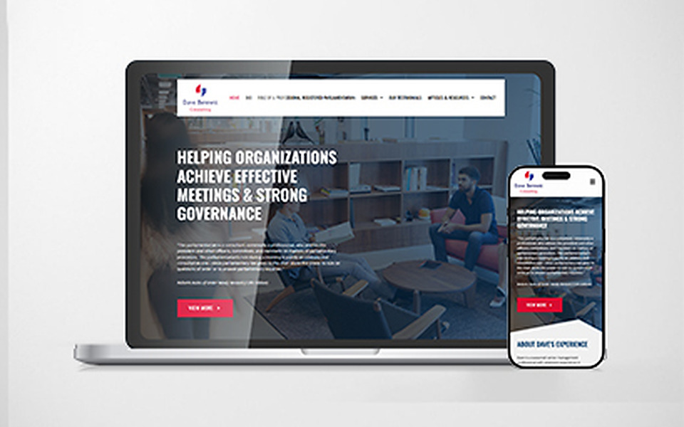 The Dave Bennett Consulting website, shown on a laptop and a phone