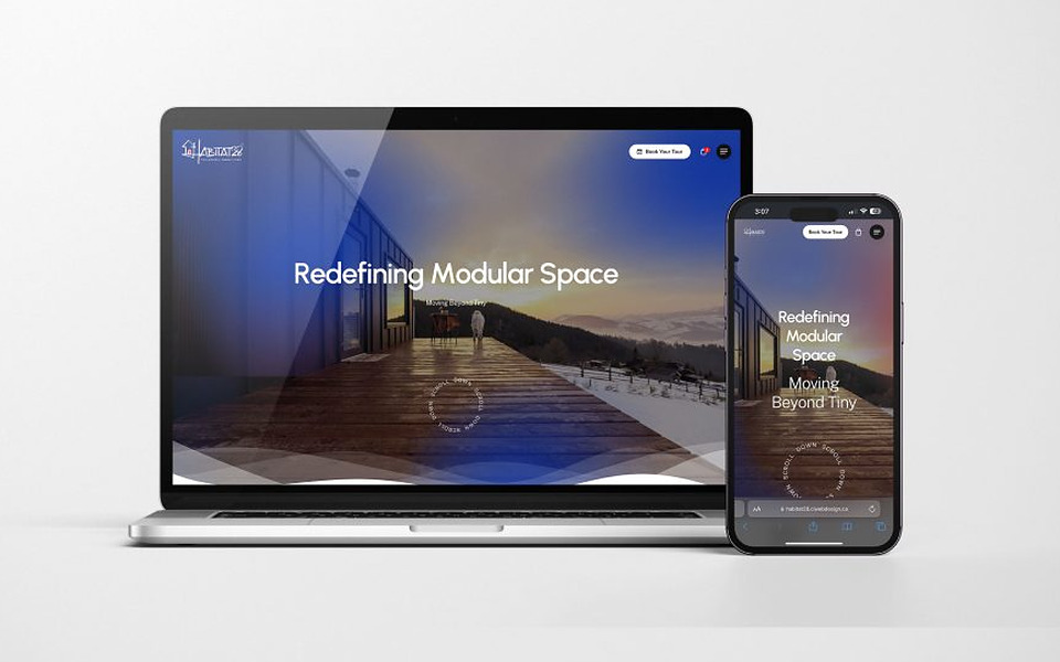 The Habitat28 website, shown on a laptop and a phone